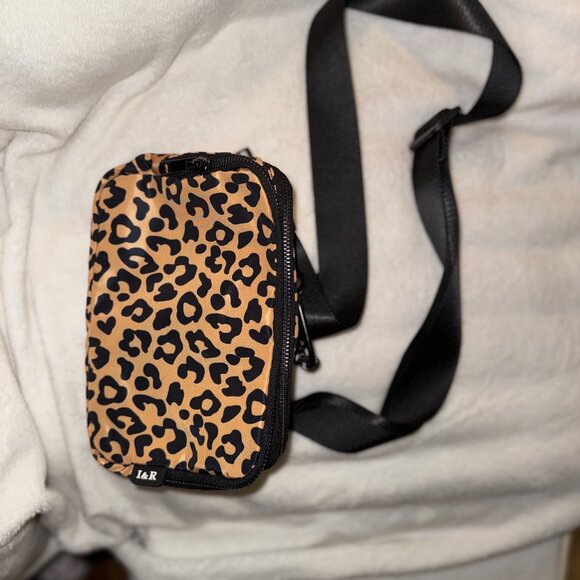 Iris & Rainbow Duo 57" Long Strap Crossbody Bag - Tan Leopard - Picture 1 of 6